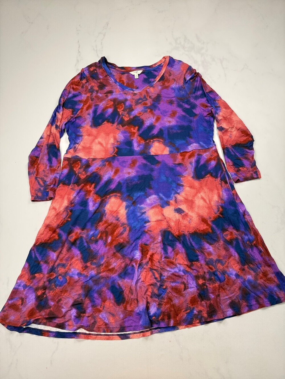 Terra & Sky Printed Midi Dress Purple Red Modern Indie - Womens 2X
